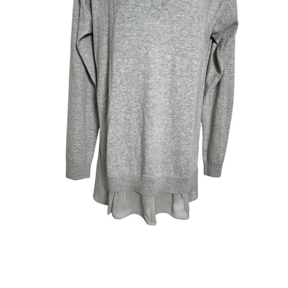 Theory Gray Cashmere blend v-neck loose fit womens sweater size Medium - Picture 4 of 8